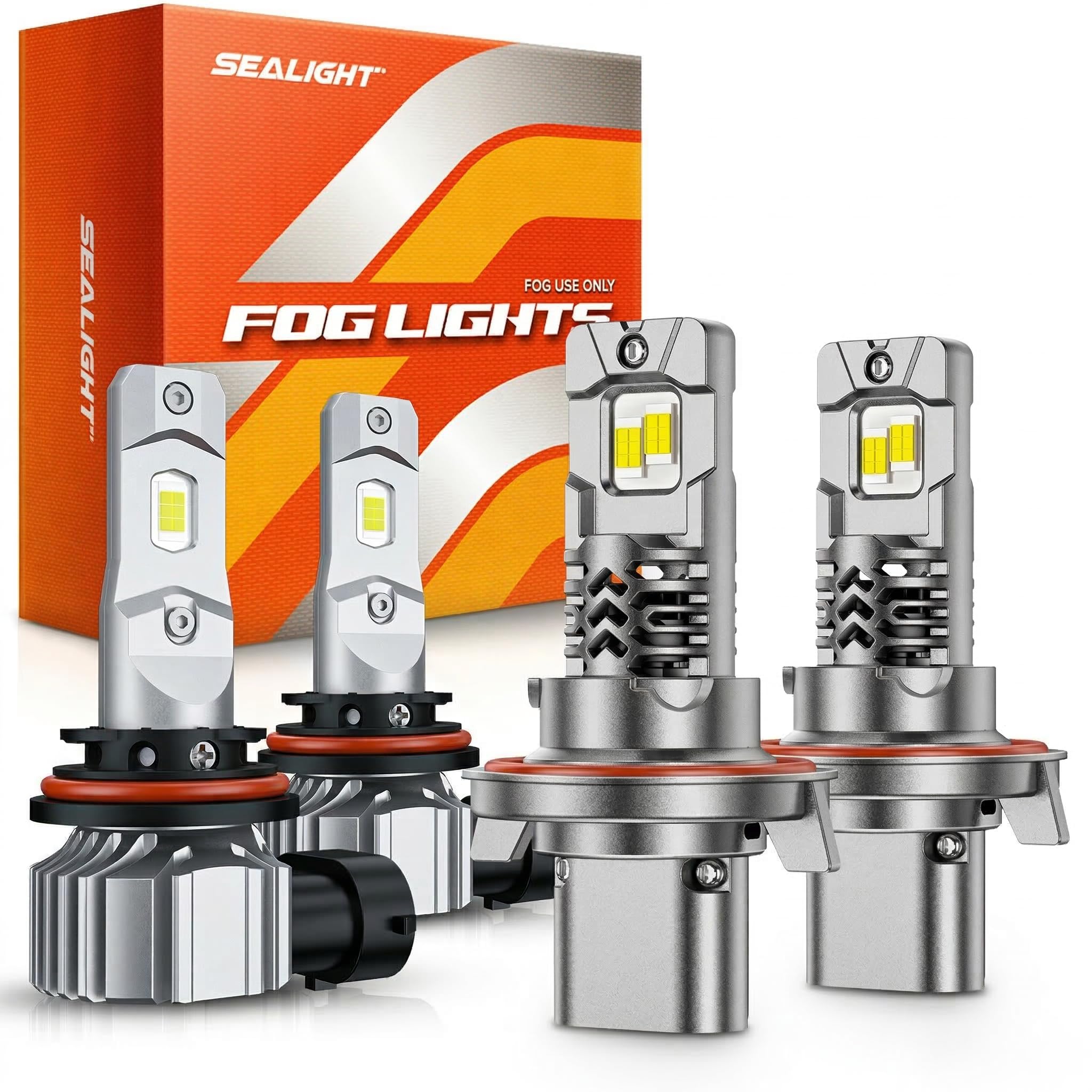 SEALIGHT H13 H10 LED Light Bulbs Combo, 68000LM for 2004-2014 Ford F-150 Fog Lights, 6500K White, Halogen Replacement Pack of 4