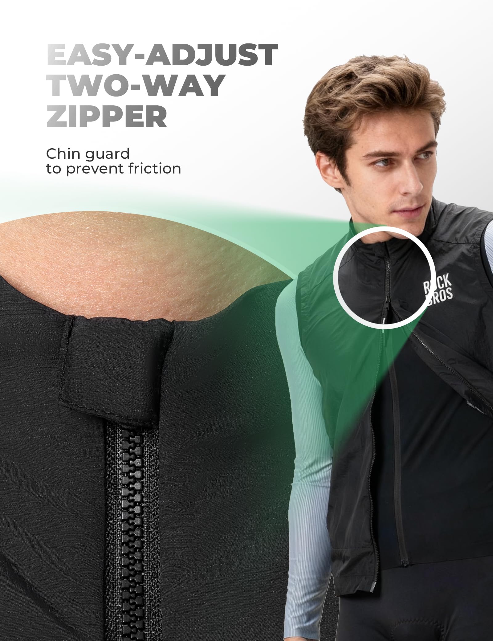 ROCKBROS Chaleco Ciclismo para Hombre Mujer, Chaleco con Bolsillos Cortaviento Ligero Transpirable Plegable y con Ventilación Trasera para Carretera MTB Senderismo Correr