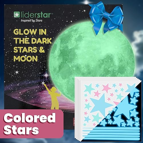 Miniatura 2 de Estrellas y luna que brillan en la oscuridad para techo, calcomanía de pared luminosa, decoración de pared, estrellas fluorescentes adhesivas,