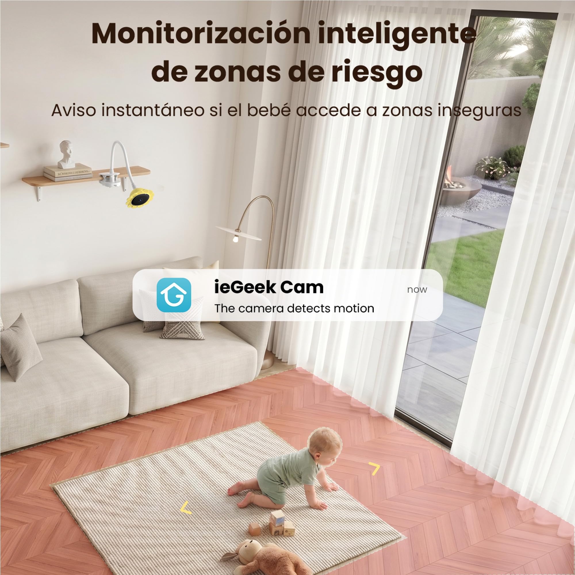 ieGeek Cámara Vigilancia Bebes con Soporte 5" 1080P, Baby Monitor con Detección Movimiento y Llanto, Audio Bidireccional, Visión Nocturna, Temperatura, Regalo Recién Nacidos