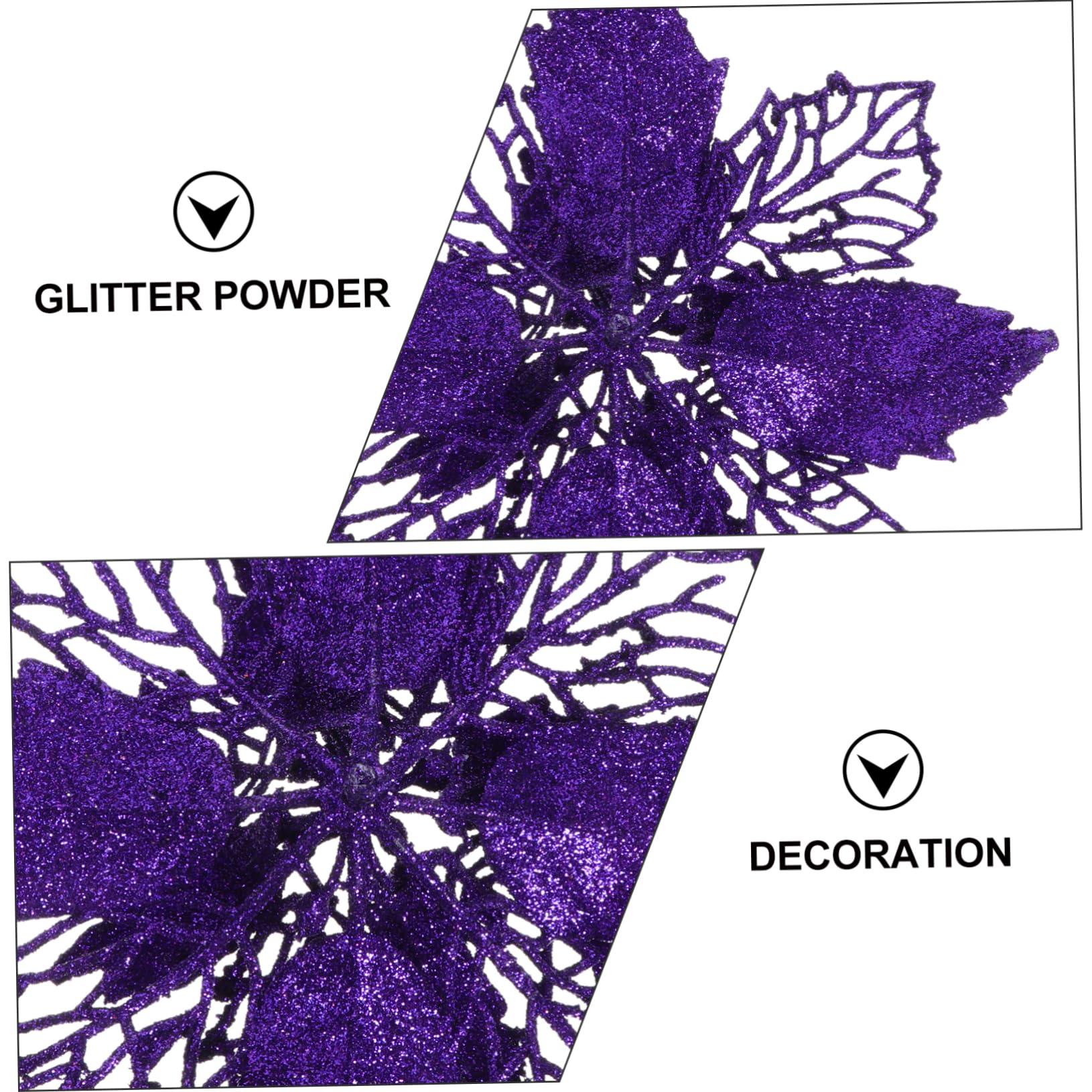 Abaodam 3juegos Adornos Navideños De Flores Artificiales De Poinsettia De Brillo Decoraciones para Árbol De Navidad y Guirnaldas Festivas