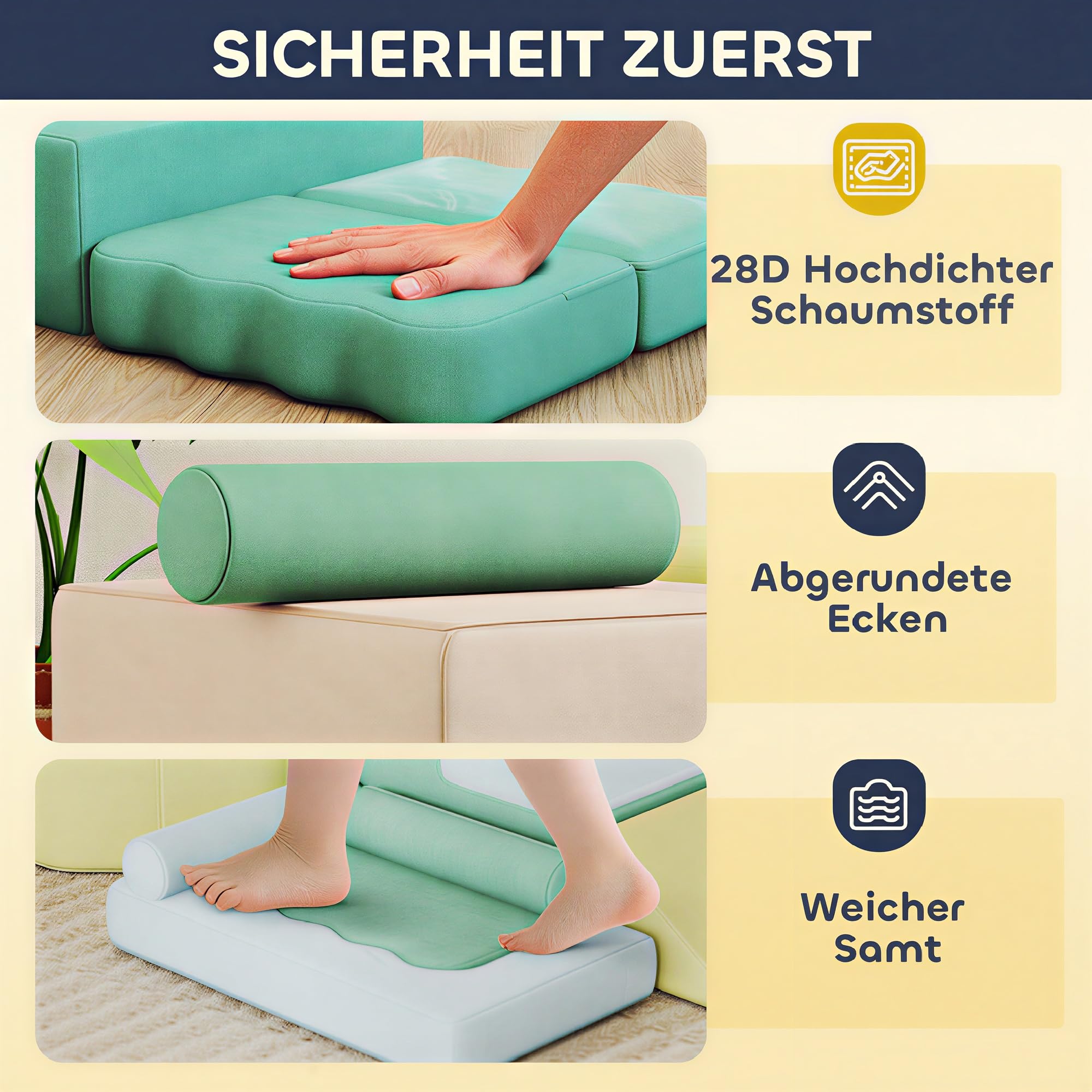 AIYAPLAY Schaumstoff Bausteine Kinder 15er-Set mit Bällepool und 200 Bällen, Riesenbausteine Klettern, Großbausteine in Cord-Optik, Bauklötze Spielbausteine, Mehrfarbig