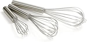 Norpro Balloon Wire Whisk Set of 3 Stainless Steel Stir/Mix/Beat 6" /8"/ 10"