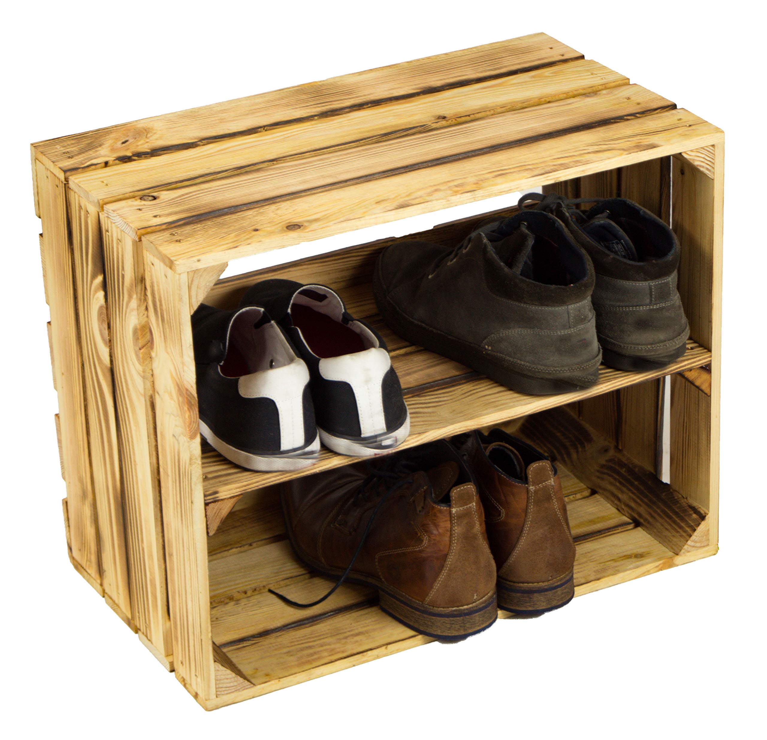 Kistenkolli Altes Land Nature Flambé/Flammed Solid Fruit Box As A Shelf Or As Classic Box Ca 49 X 42 X 31 Cm/Apple Boxes Wine Boxes From The Altes Land Region - 1 Stück Geflammt Mit Einlage