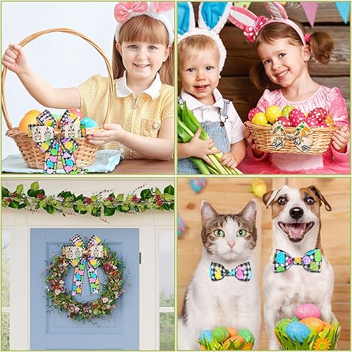 Miniatura 6 de Whaline 6 rollos de cinta de borde con alambre de Pascua, 30 yardas, conejo de Pascua, huevo, zanahoria, camión, gnomo, cinta decorativa para