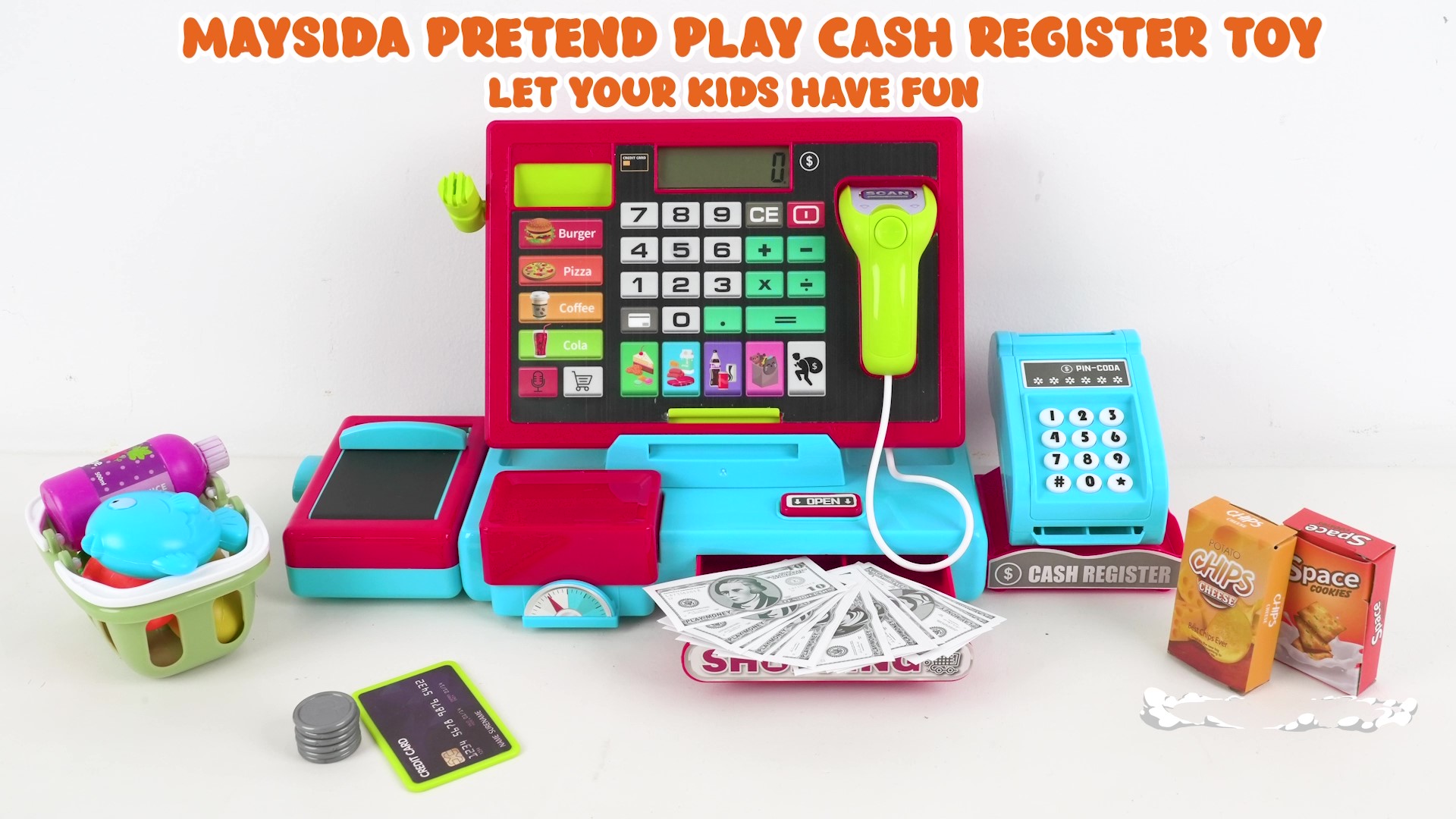 Amazon.com: Kids Cash Register with Scanner and Sound, Microphone