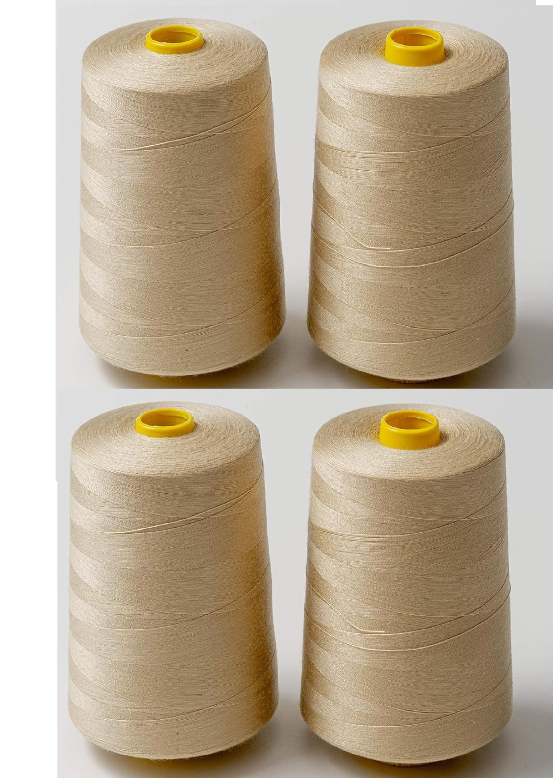 Gcs Beige Polyester All Purpose Polyester Sewing Thread 40S/2, 4 X 5000 Meters (5468 Yard) Cones (Beige) 4 Large Cones For Sewing, Quilting, Piecing, Stitch, Serger And Overlock