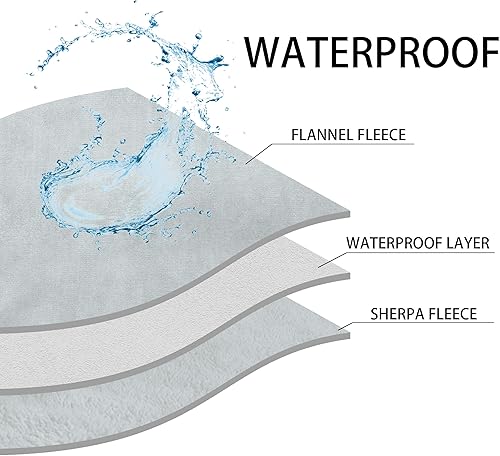 Miniatura 4 de Mantas impermeables para perros pequeños, manta lavable para protección del sofá, manta de forro polar Sherpa para cachorros reversible, gris claro,