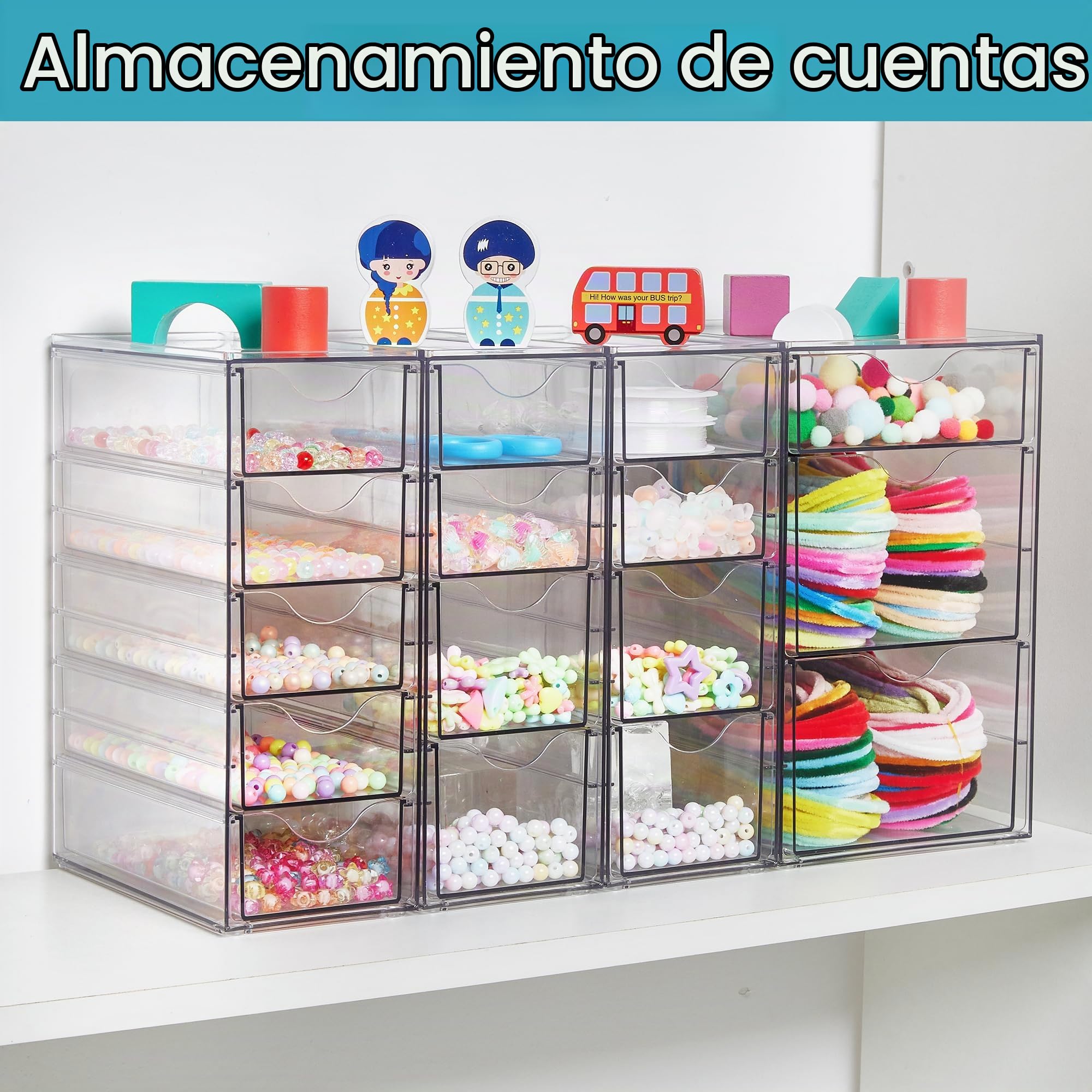 Vtopmart Organizador acrílico con 16 cajones (juego de 4)