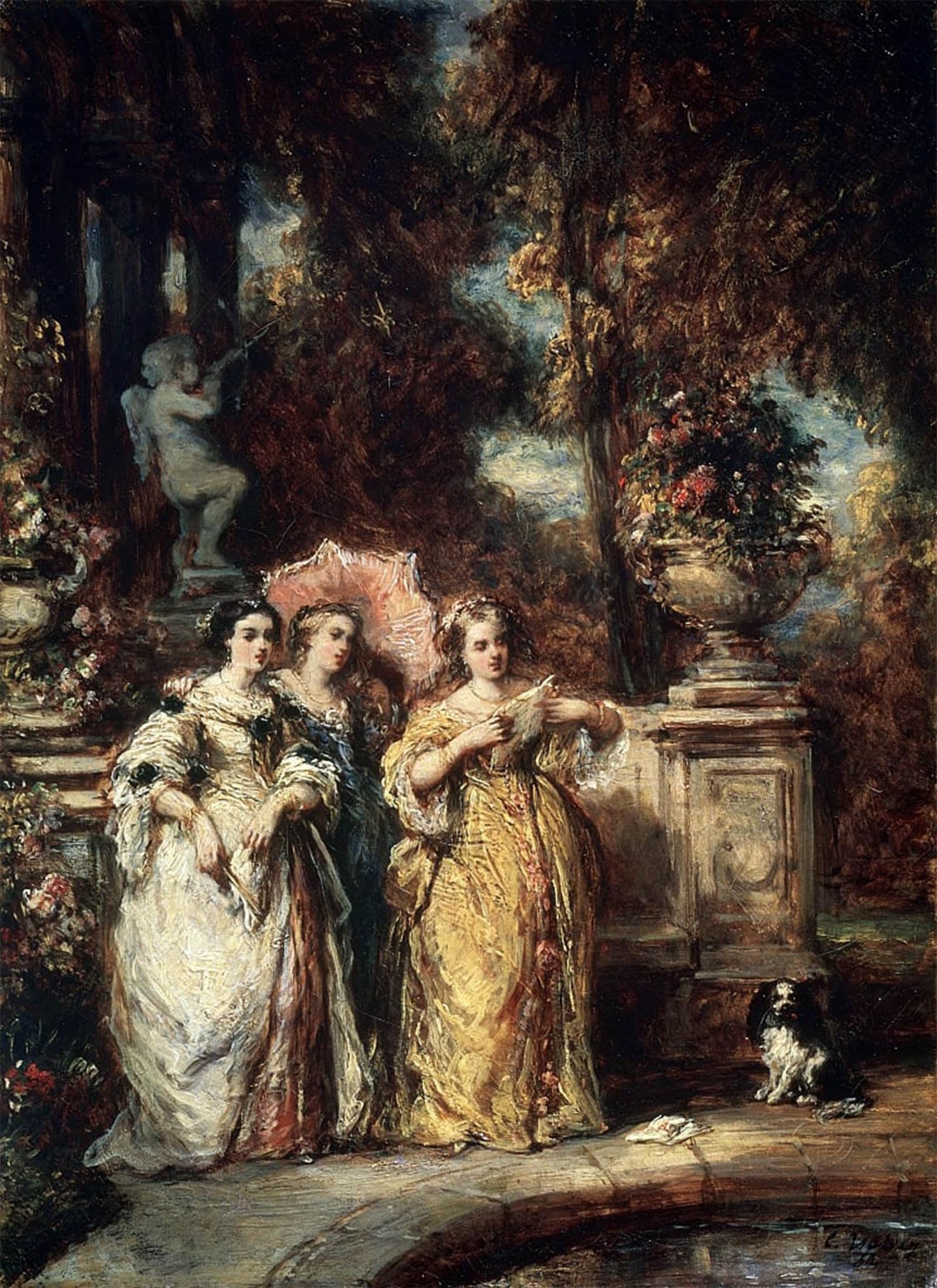 SERENDIPITP Vintage Picture Print on Canvas Wall Art Poster a Stroll by Eugene Isabey Artwork Print Poster for Wall Decor 60x90cm