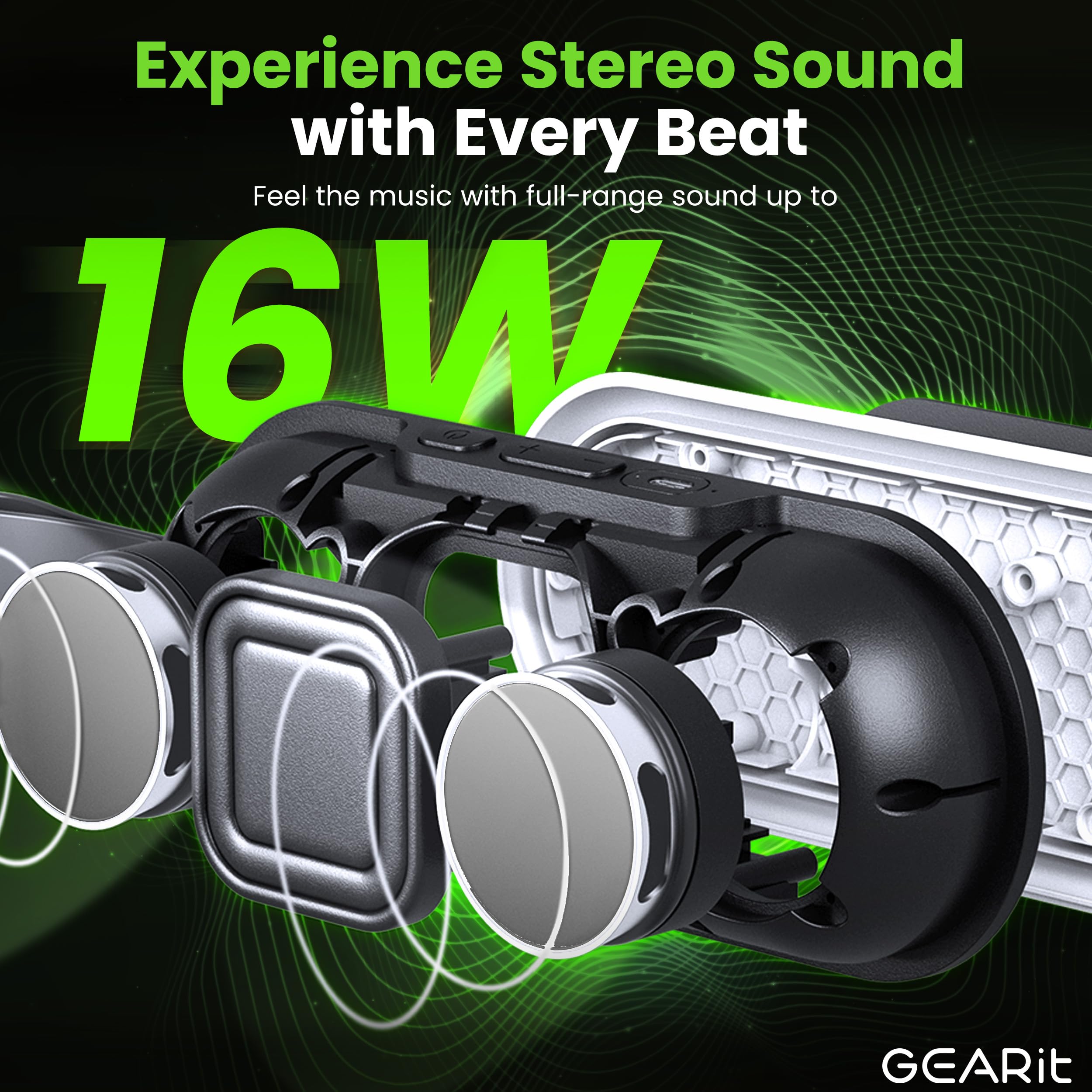 GEARit SoundBrick Wireless Golf Speaker w/ 16W Audio Power - IPX6 Waterproof Bluetooth Speaker - RGB Lights & TWS Pairing - Magnetic Outdoor, Indoor Speakers Bluetooth