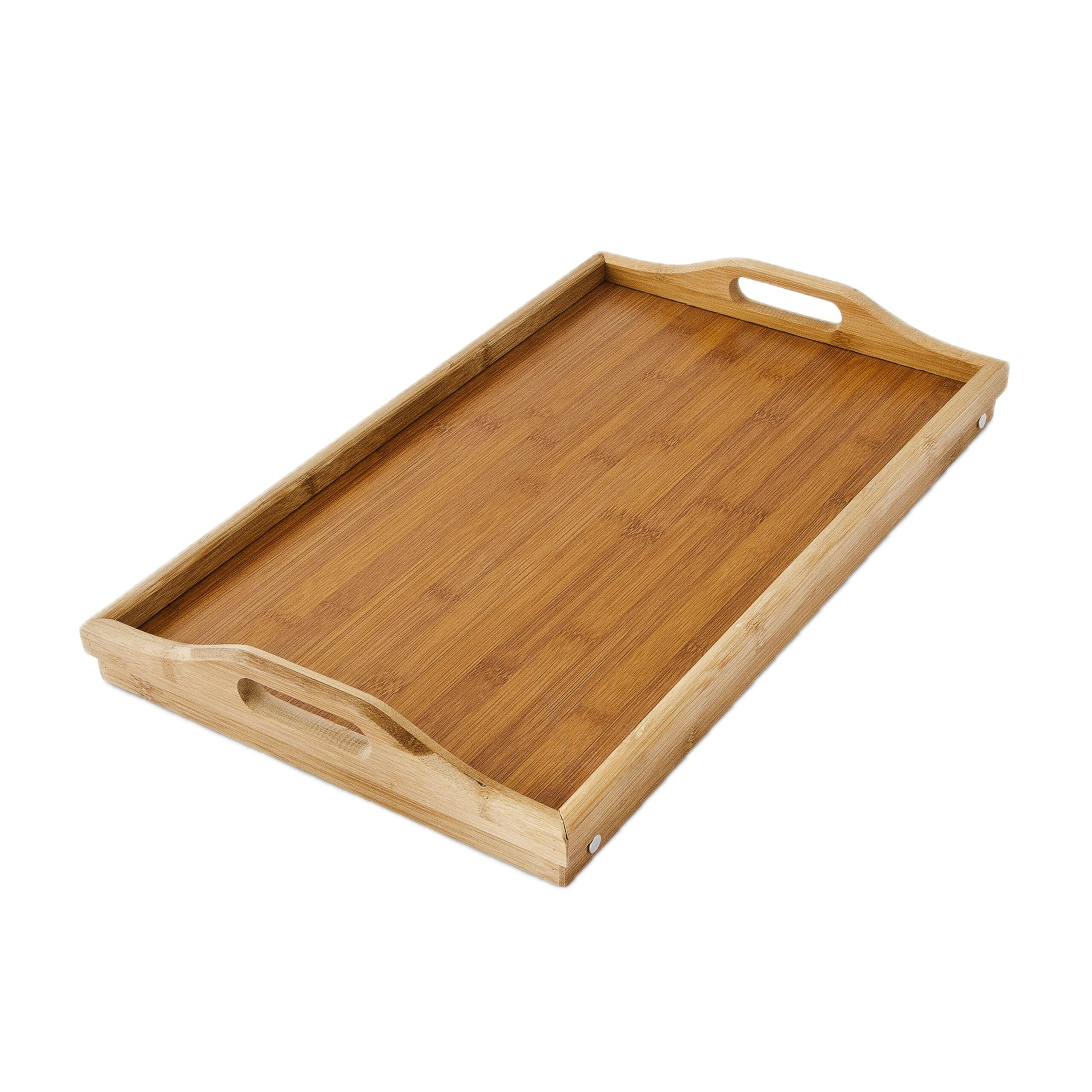Plateau de lit, lot 2, en Bambou et MDF, pour Petit-déjeuner, H x L x P : env. 21,5 x 47 x 27 cm, Nature