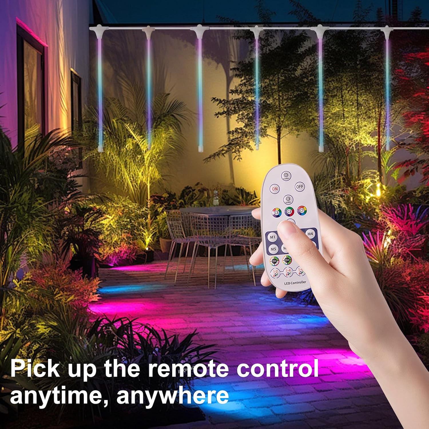 50FT LED Meteor Shower Christmas Lights Outdoor, 10 Tubes 160 LED Icicle Lights, Waterproof Plug-in RGB Lights for paty Xmas Tree, Yard, House Holiday Decor