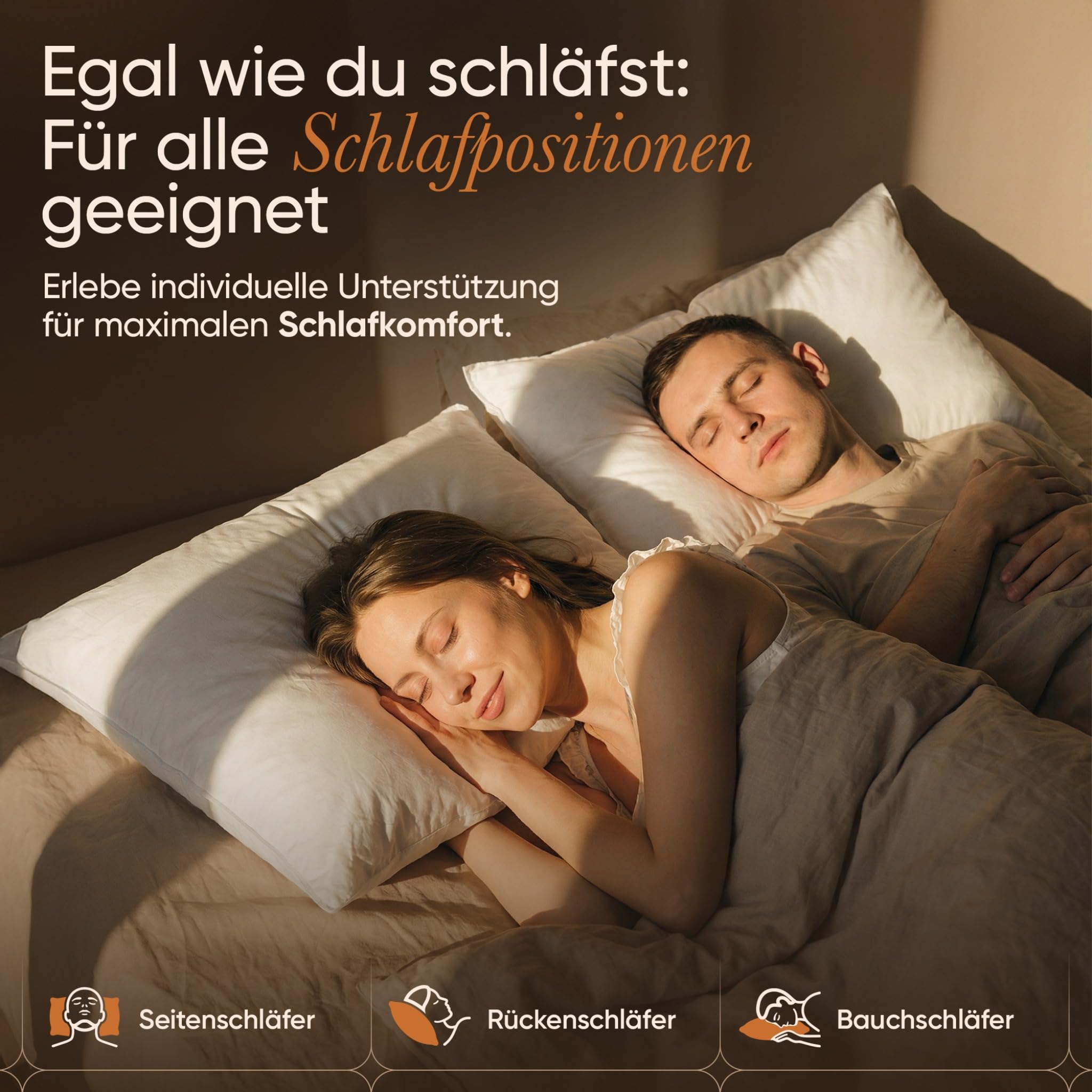 BEFA NATUR Daunenkissen 80x80 cm | 3-Kammer Kopfkissen | 90% Daunen & 10% Federkissen | 1400g Füllgewicht |Allergiker geeignet (NOMITE) | Tierwohl (DOWNPASS) | Oeko-TEX Klasse 1 | Made in Germany