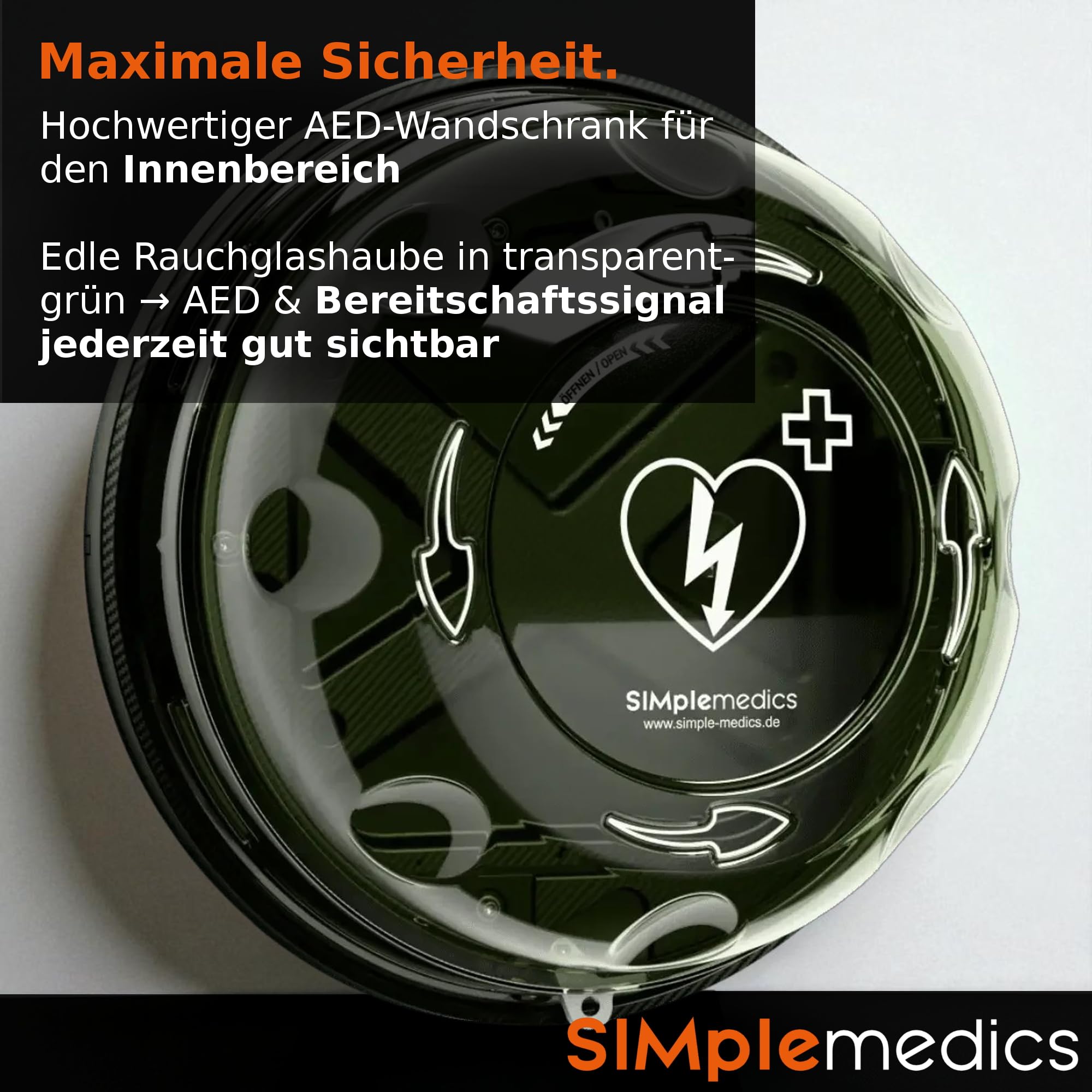 Defibrillator Rotaid Wandschrank (Solid Plus Alarmed) für Innenmontage, AED Defi Wandhalterung Wand Schrank Halterung Aufbewahrung Wandkasten Box, Befestigung Erste-Hilfe Wandmontage