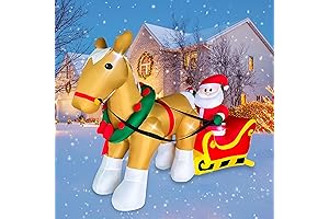 Outdoor Christmas Inflatable Horse Pulling Santa's Sleigh