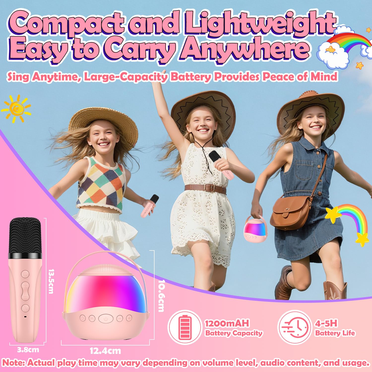 Karaoke con Microfono Bambini Wireless - Regalo Bambina 3+ Anni Karaoke Bambini con Effetti di Cambio Voce ＆ Luci RGB - Giochi Bambina 3+ anni Regalo Compleanno per Ragazzi e Ragazze
