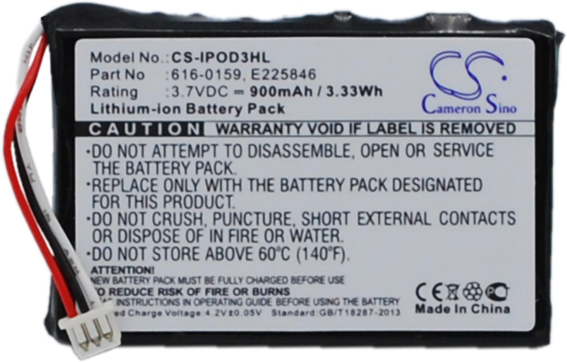FITHOOD Replacement Battery for 616-0159 E225846 iPD 10GB M8976LL A iPD 15GB M9460LL A iPD 20GB M9244LL A iPD 30GB M8948LL A iPD 3th Generation iPD 40GB M9245LL A