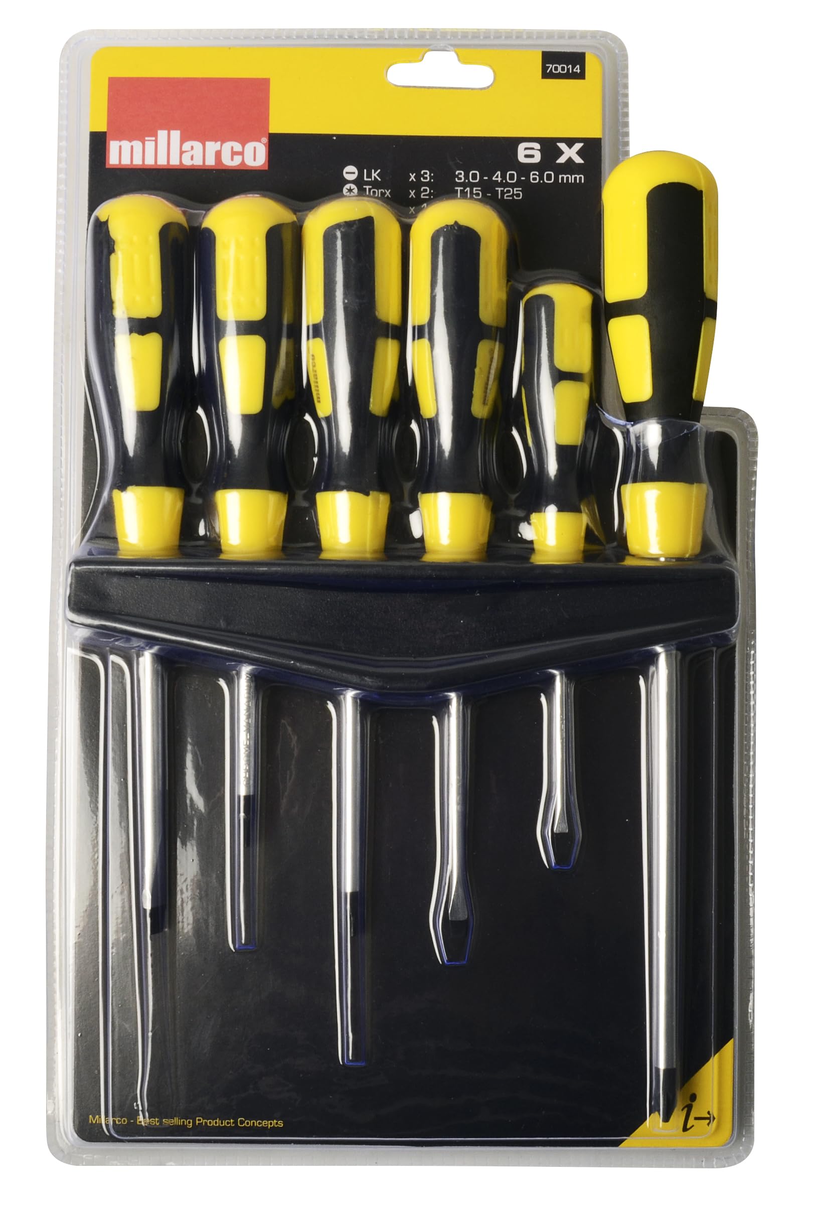 Work it by Millarco 6-Piece Screwdriver Set including Support Bar, Black - Image 2