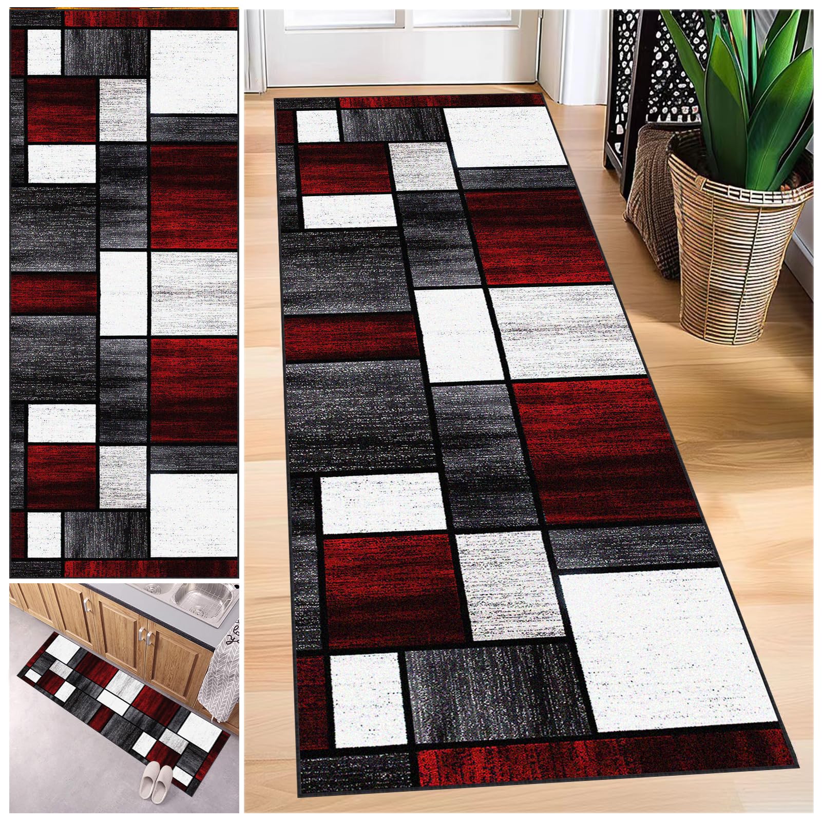 Tapis de couloir géométrique anti-poussière pour protéger le sol