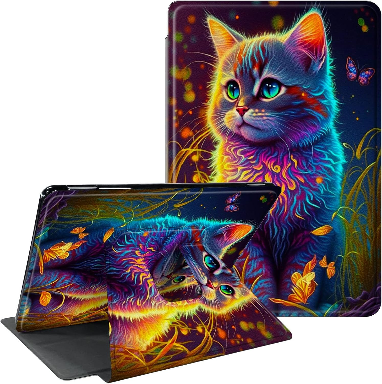 Case for All-New Fire Max 11 Case 13th Generation 2023 Release 11 inch 360 Degree Rotating Stand Protective Smart Cover with Auto Wake Sleep - Watercolor Cat