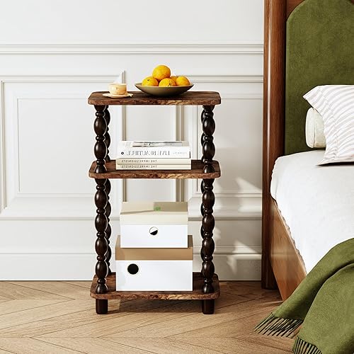 Miniatura 2 de Mesa auxiliar retro, mesa auxiliar pequeña de 3 niveles, mesa auxiliar estrecha para espacios pequeños, mesa auxiliar de granja, mesa decorativa