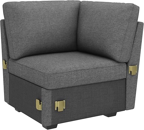 Miniatura 12 de HONBAY - Módulo de otomana con almacenamiento para sofá cama modular con cama extraíble, otomana con reposapiés movible para sofá modular, color