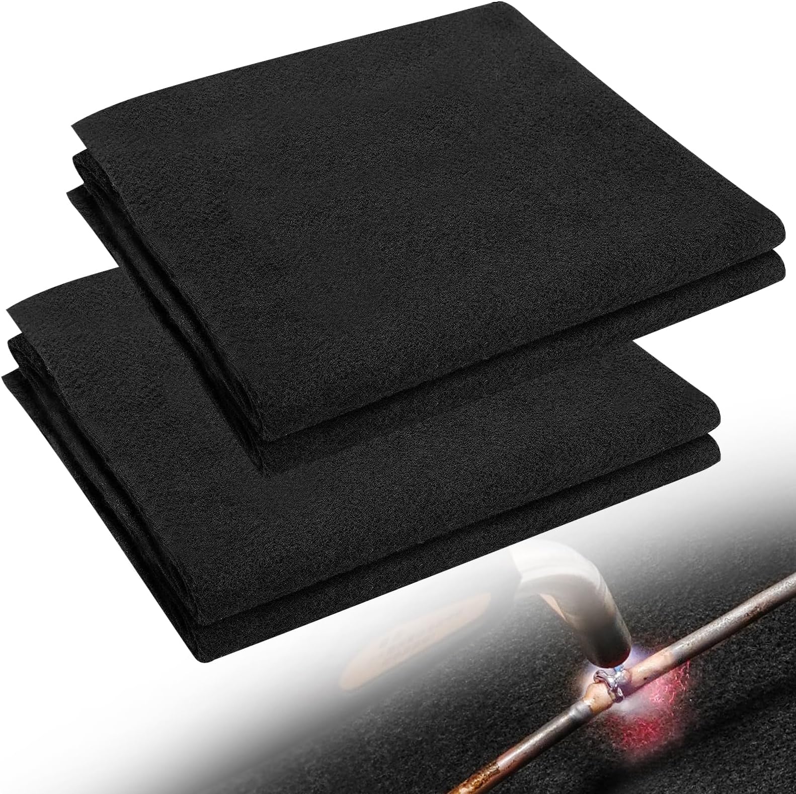 HVAC Tools 3200℉ Fire Resistant Welding Blanket Fireproof - 12" x 36" Rectangular Carbon Felt Soldering Mat, 5mm Thicken Flame Retardant Insulation Pad (2 Pcs)