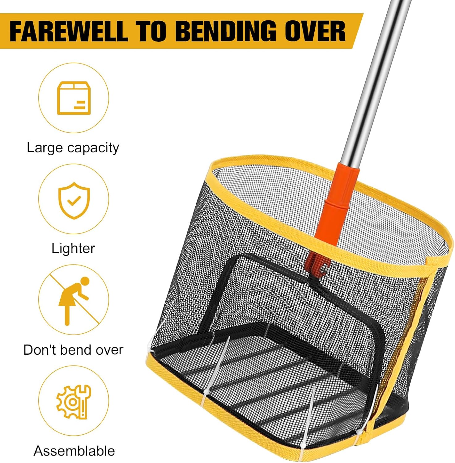 BESPORTBLE Table Tennis Ball Picker: Adjustable PingPong Picker Portable Table Tennis Pickup Net Ball Collector for Picking and Storage, 42.5inch