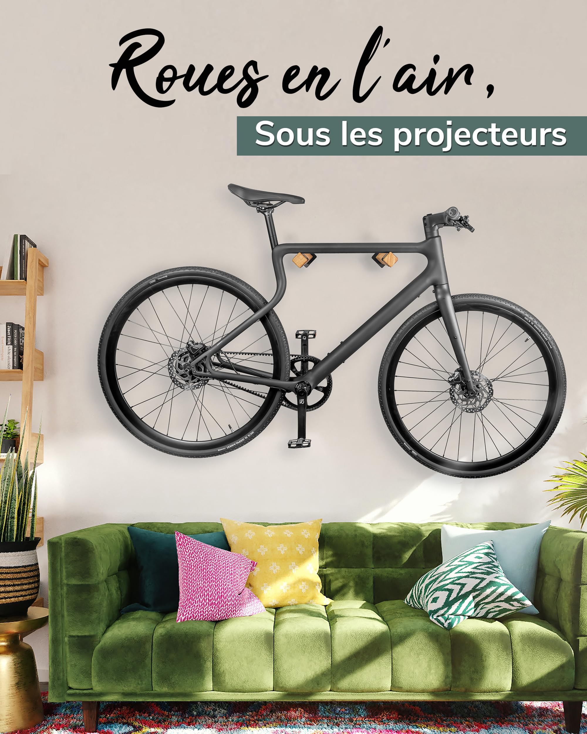 PARAX Support mural pour vélo - Bois et chambre à air - Bâtons de porte-vélos jusqu'à 20 kg - Rangement intérieur des vélos