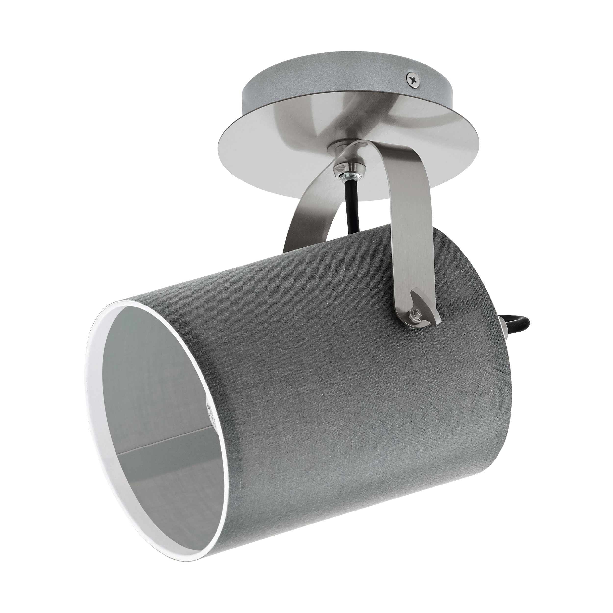 Eglo Villabate Ceiling Lamp, Grey Fabric Lampshade