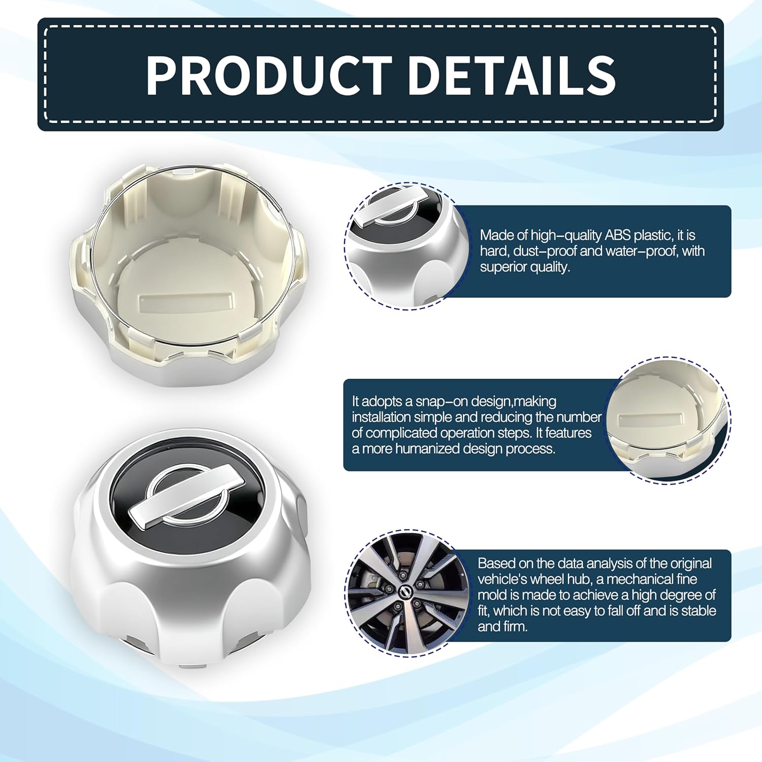 4pcs Silver Wheel Hub Center Cap Compatible with Frontier Xterra 00-04 16in 40315-7Z100