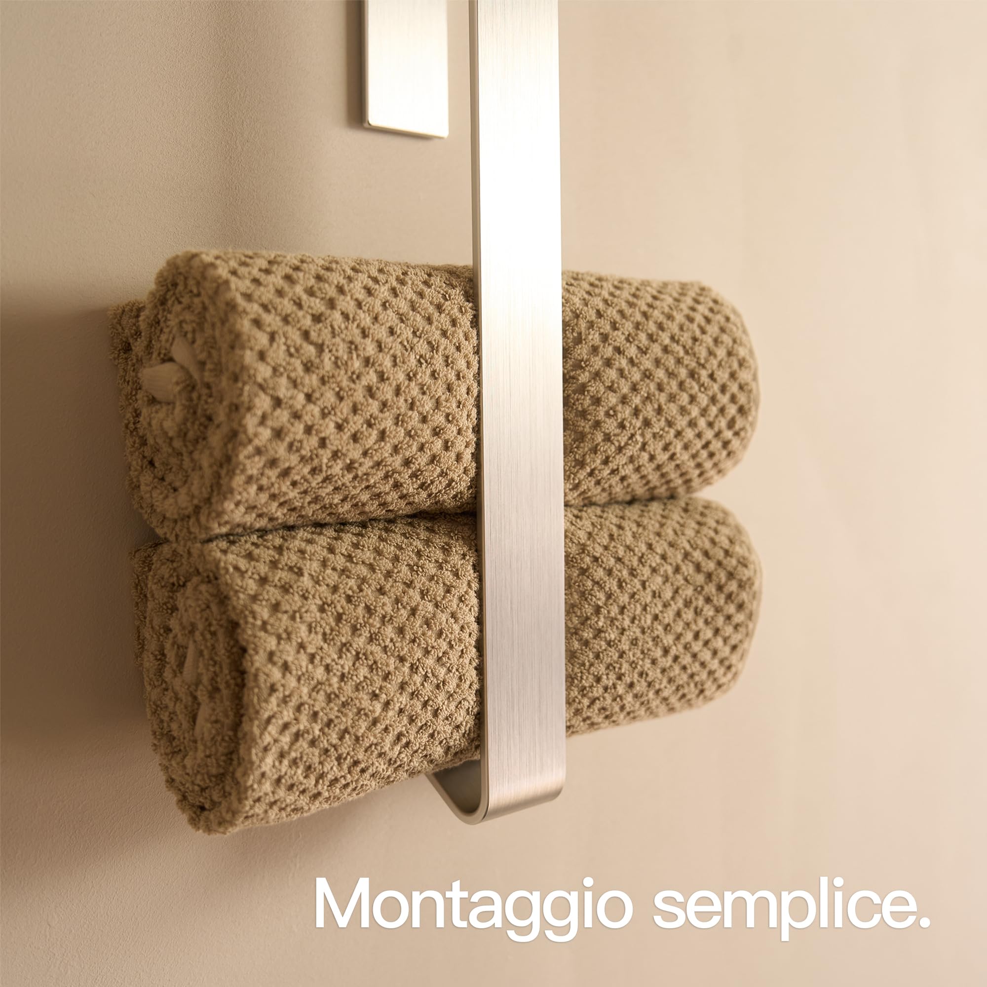 Designfabrik Porta asciugamani adesivo senza forare bagno moderno grigio argento