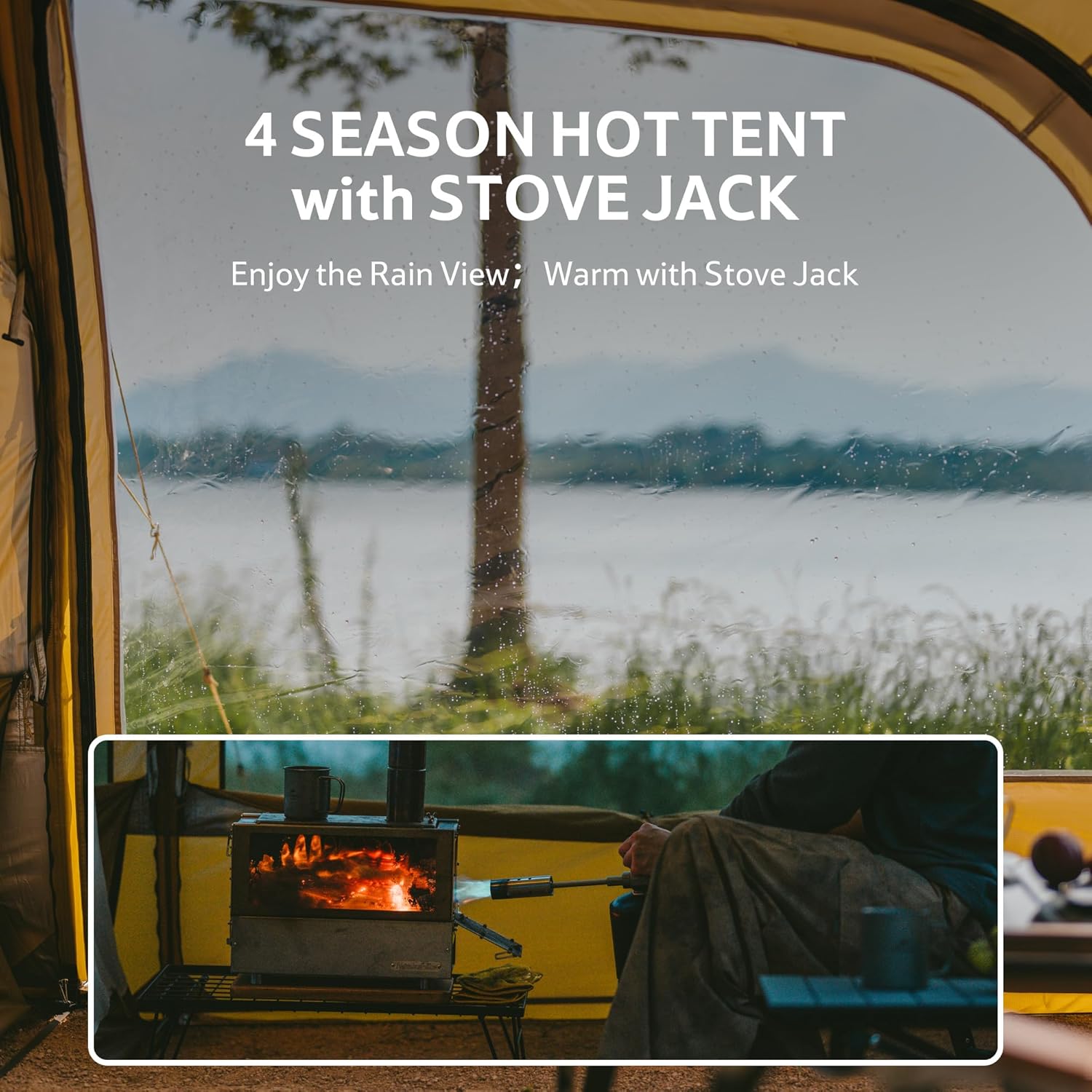 Naturehike Dune Hot Tent with Stove Jack,Double Layer 4 Season Tent,Waterproof 2-4 Person Tents for Camping