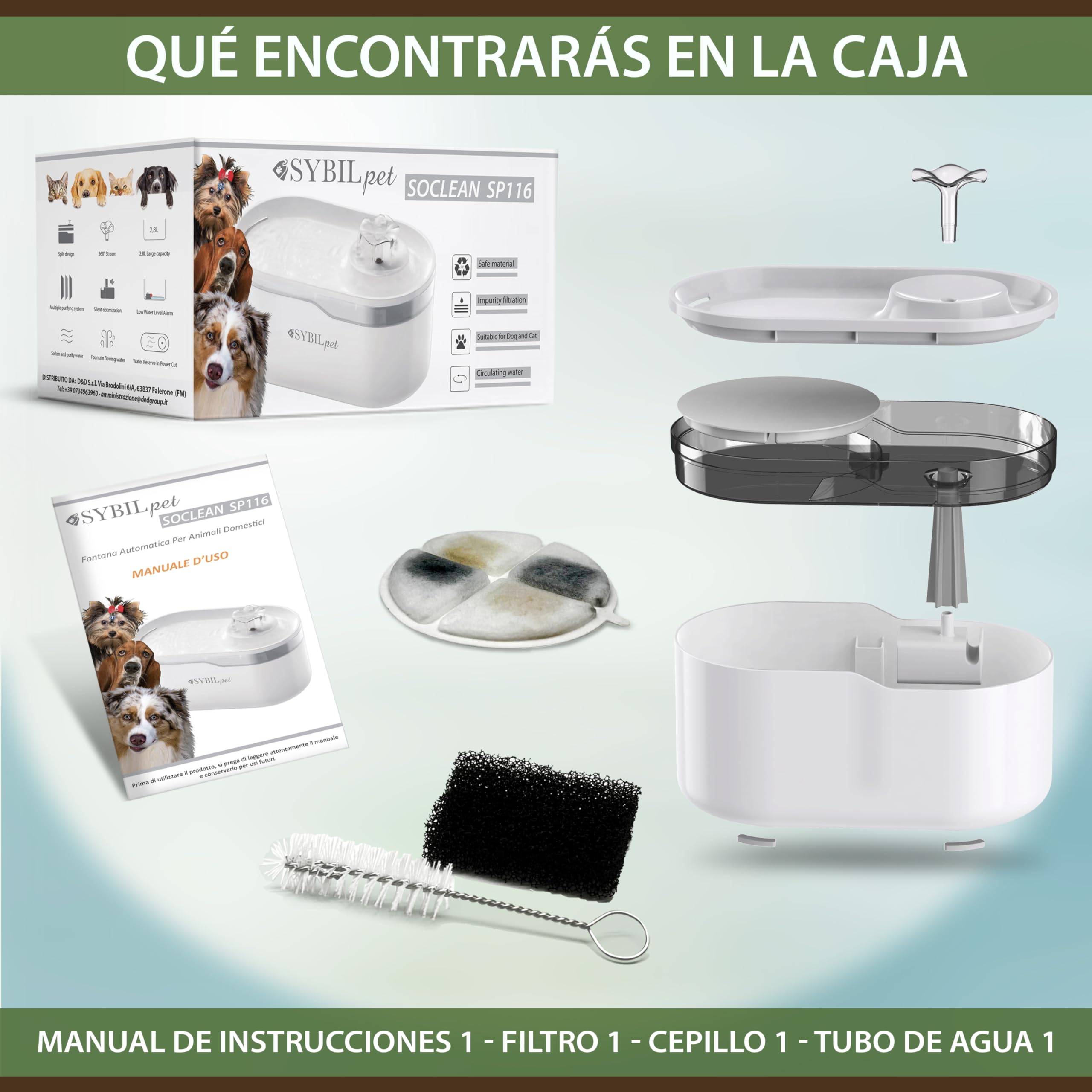 Fuente Agua Gatos 2,8L – Bebedero Automático Silencioso con Filtro de Carbón Activo, Fuente para Gatos y Perros Pequeños, Fácil de Limpiar, Bajo Consumo