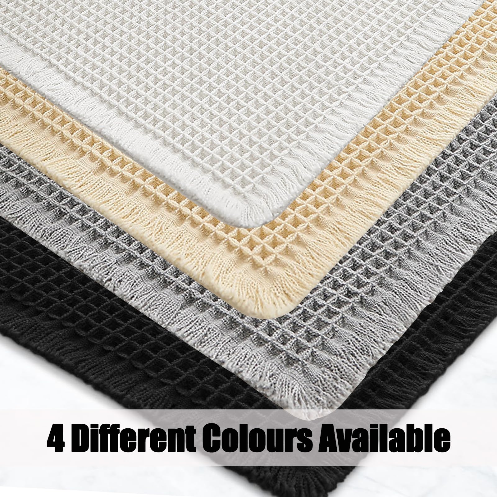 Tapis de Bain en Coton Gaufre Antidérapant 60 x 90 cm Blanc