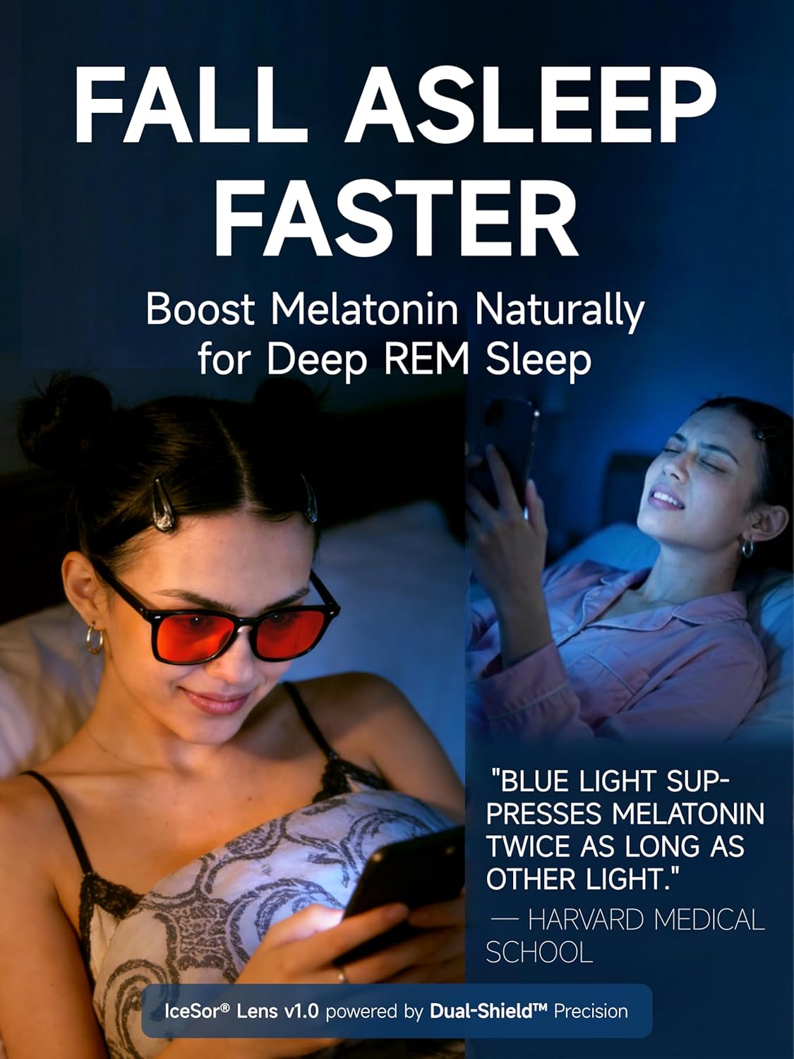 Blue Light Blocking Glasses - Dual-Shield™ Technology HD Lens for Deep REM Sleep, Digital Eye Strain (v1.0) - Image 2