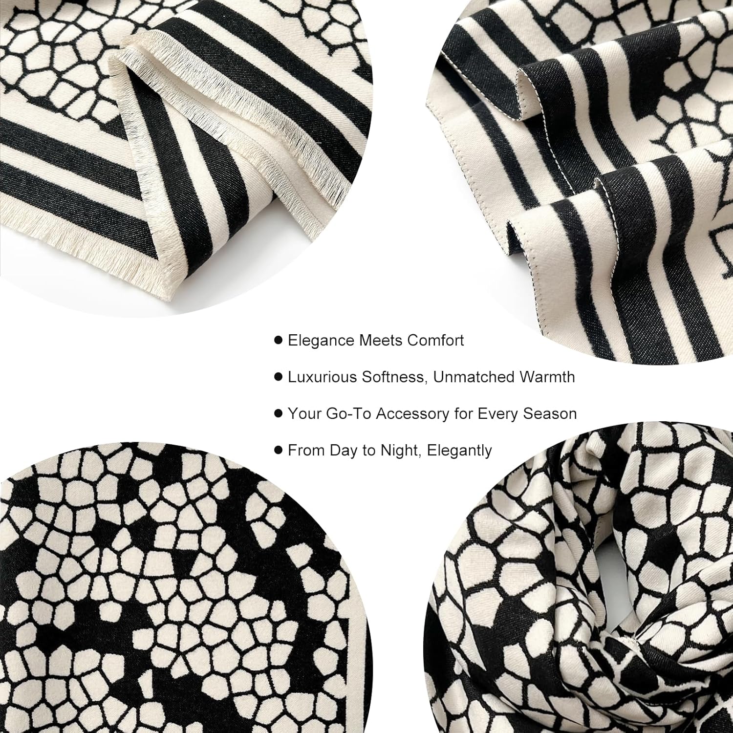 zero season Pashmina Shawl Wrap for Women Printed Scarf for Evening Dress, Wedding, Bridesmaid Gift, Formal Event, Blanket Poncho Cape Geometric Pattern - Image 6