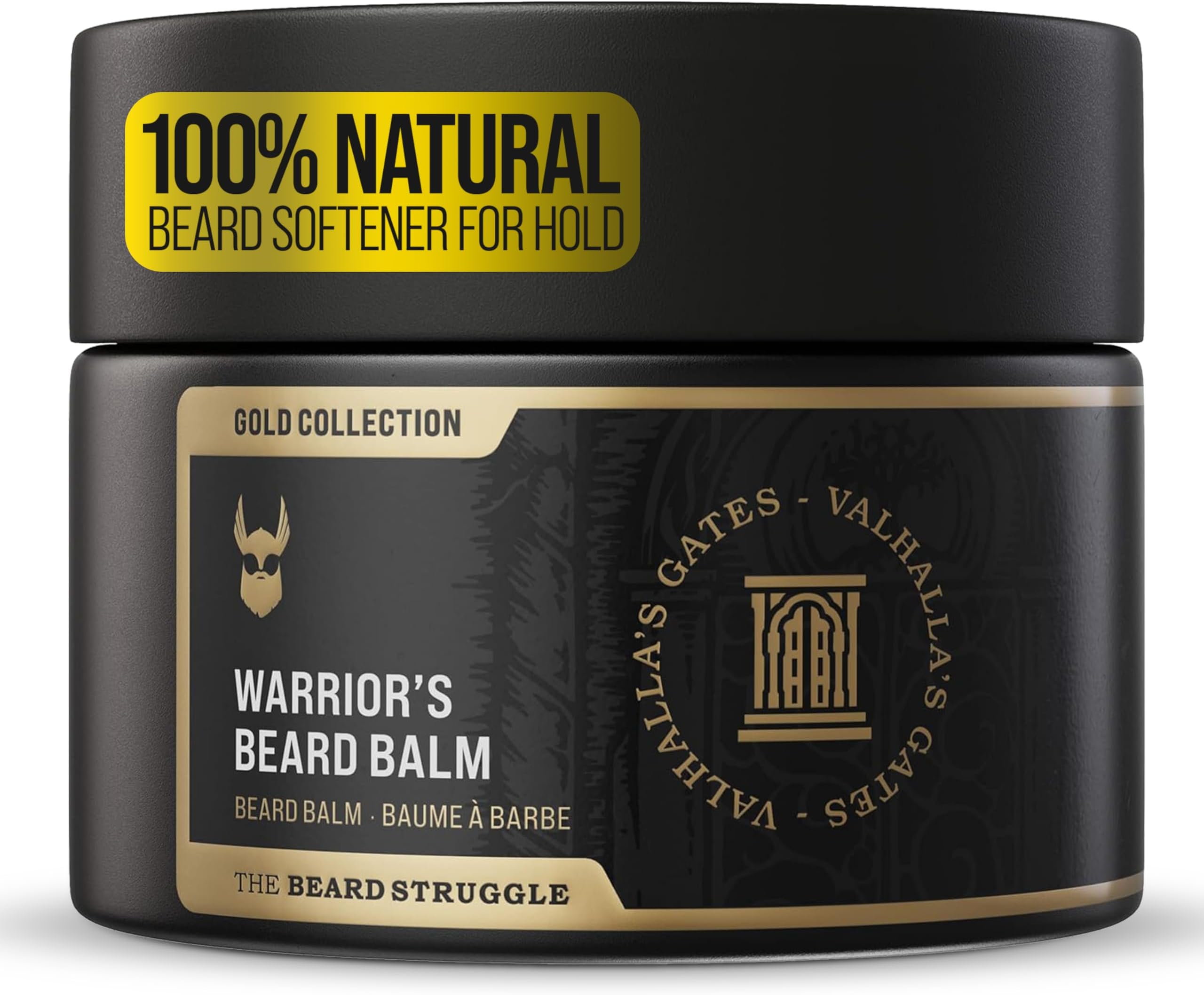 Warrior’s Beard Balm - Gold Collection, Valhalla's Gates - Non-Greasy Low-Hold Formula, Luxurious Cologne-Grade Fragrances 100% Natural and Plant-Based Ingredients - 50g