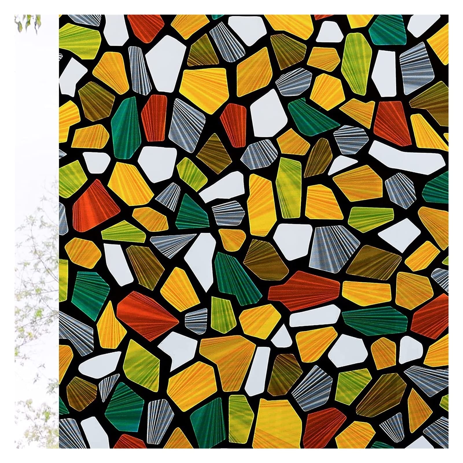 Window Film Electrostatic Glass Stickers,Privacy Film, 3D Privacy Heat Blocking Multicolor Multiple Sizes(Beige,90x200cm)