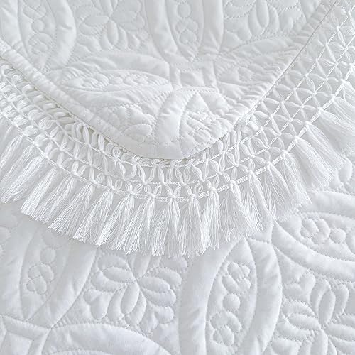 Miniatura 8 de UOZZI BEDDING Juego de edredón de 3 piezas con borlas verdes, tamaño Queen y matrimonial de 90 x 90 pulgadas, colcha de microfibra suave y ligera,