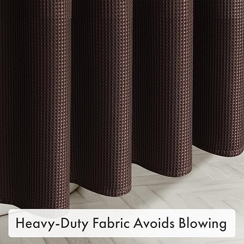 Vista 167 de AmazerBath - Cortina de baño con tejido de punto gofre, calidad hotelera, 60 x 72 pulgadas, blanco