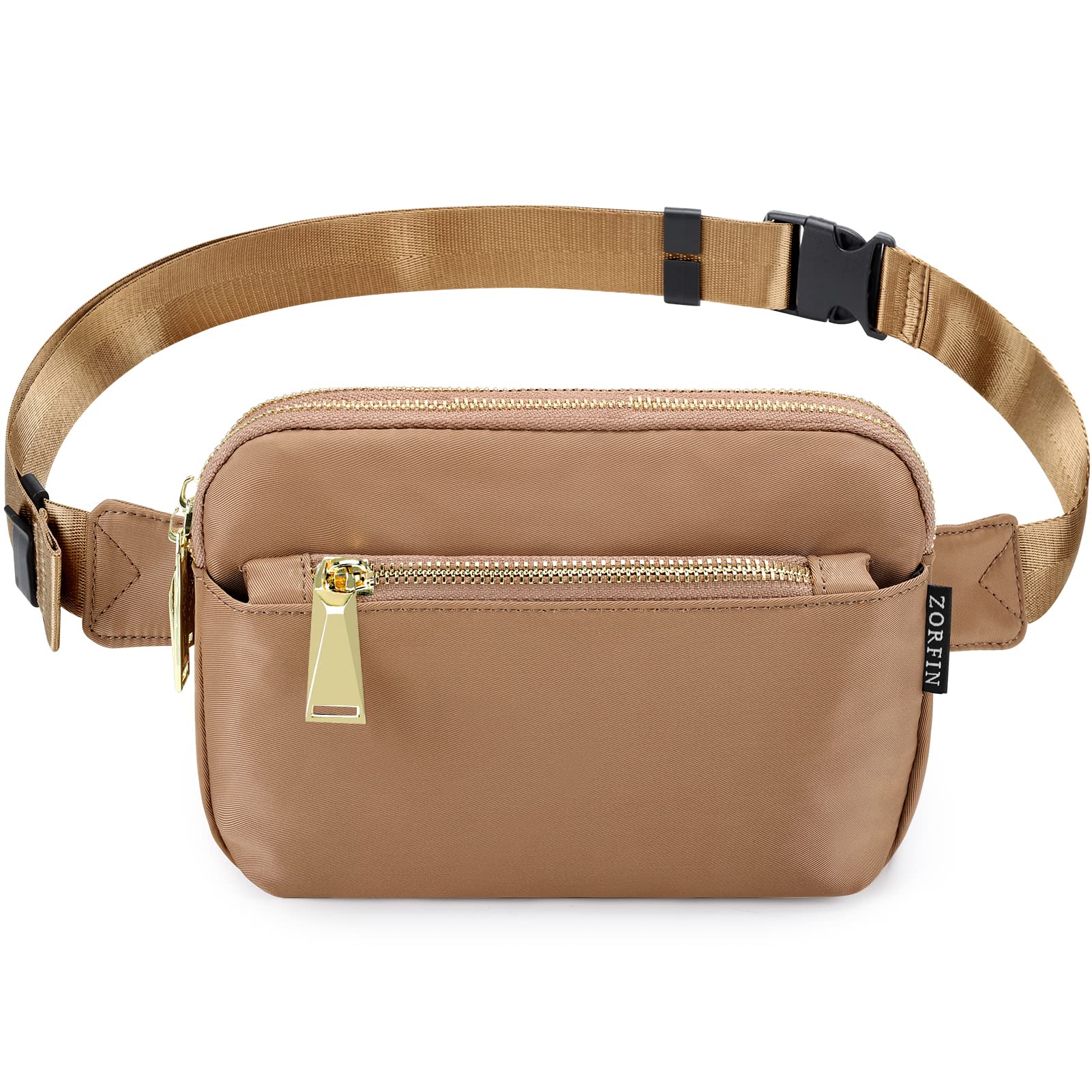 ZORFIN Fanny Packs for Women Men: Crossbody Belt Bag with Adjustable Strap - Fashion Waist Packs for Workout Running Traveling Hiking Brown