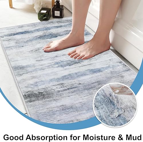 Miniatura 3 de Tapete para puerta delantera, de lana sintética, antideslizante, absorbente, abstracto, para entrada, pasillo, lavandería, zonas de alto tráfico, 20