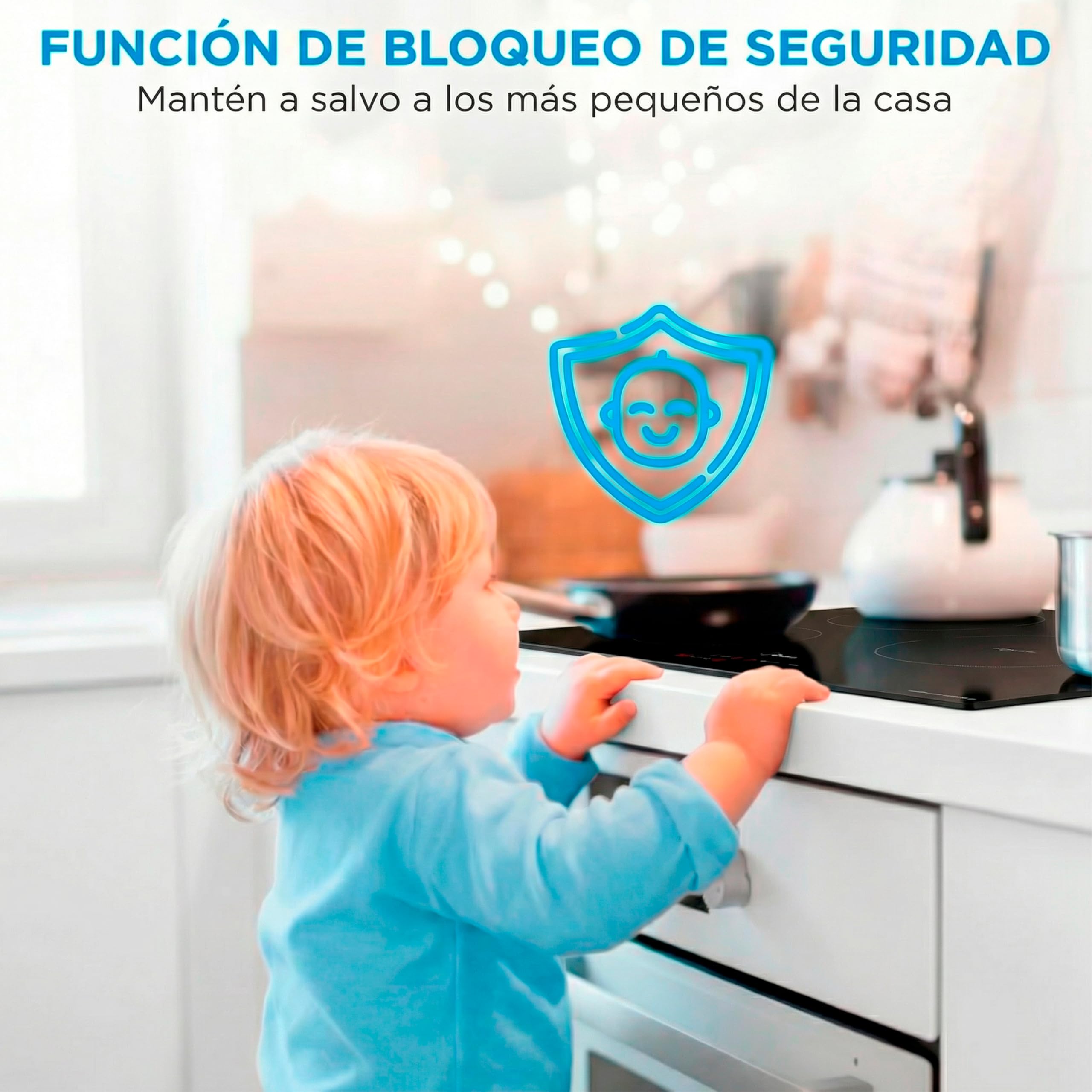 MIDEA Placa Inducción 3 fuegos 60 cm 7200 W - Vitroceramica Induccion Integrada con Panel de control tactil, Inverter quattro, 9 Niveles de Potencia, Booster, Indicador de Luz, y Temporizador.