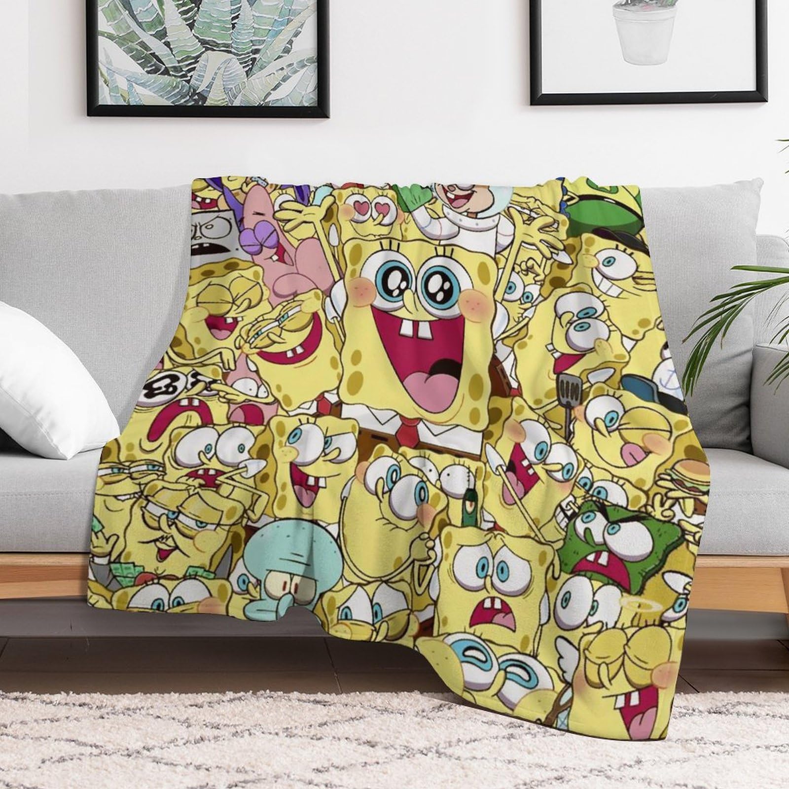 Amazon｜スポンジボブ 毛布 シングル 冬用 ブランケット 150×200cm