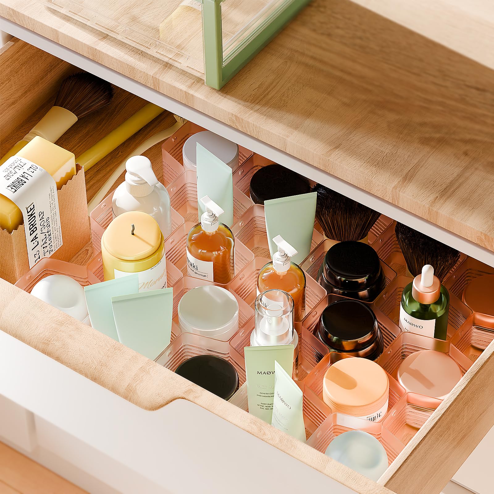 Separador de nido de abeja ajustable organizador de cajón divisor para ropa interior cinturón bufanda calcetines organizador (2 piezas))