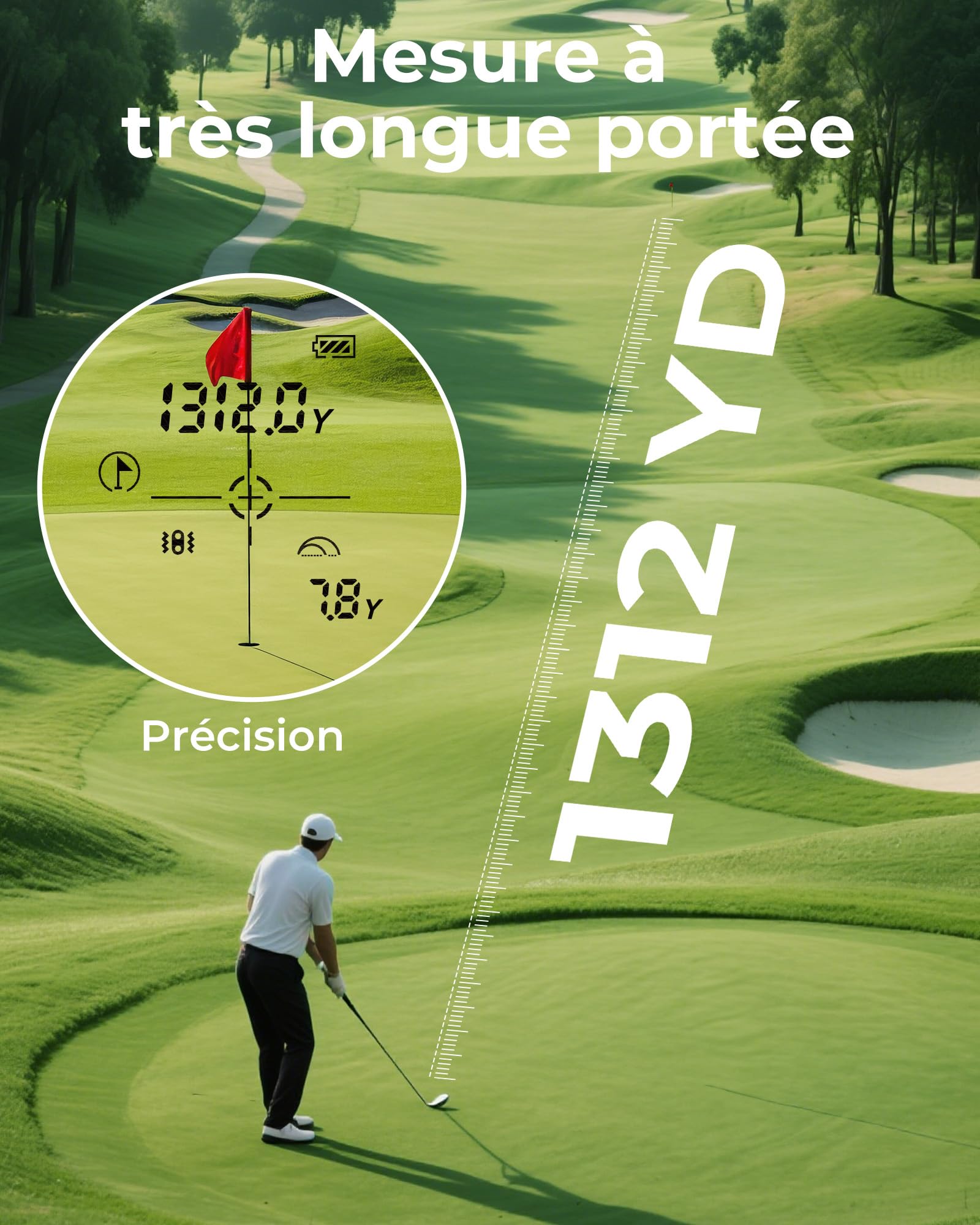Télémètre de Golf CIGMAN 1200 m, Affichage numérique latéral, Compensation de Pente, précision ± 1 m, oculaire 25 mm, télémètre Laser Rechargeable Type-C, adapté aux terrains de Golf et aux Concerts