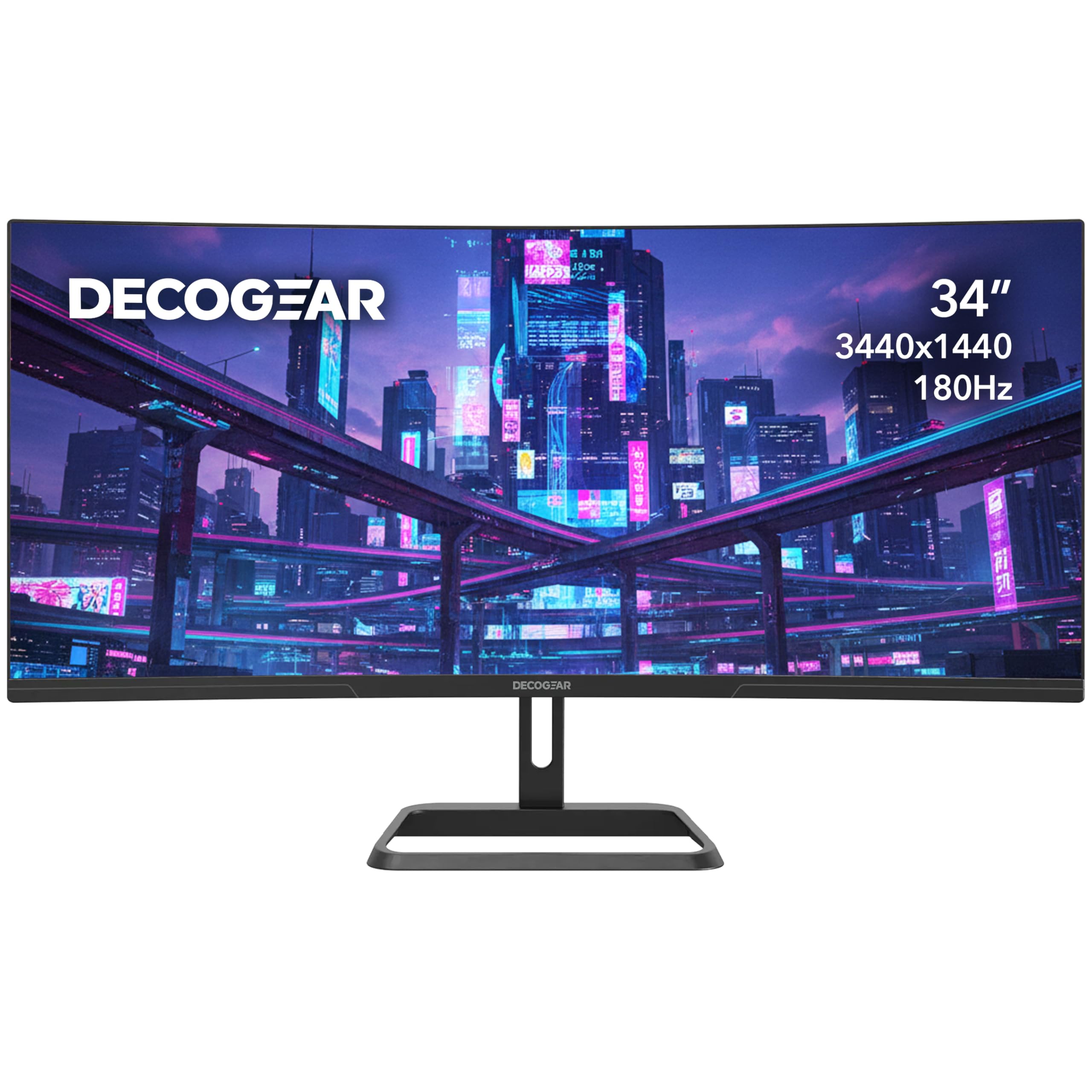 Deco Gear 3440 x 1440 21:9 3440 cm Ultra Wide Curved Display, 144Hz, HDR10, Contrast Ratio 4000:1, 99% sRGB, 16.7 Million Colors, Adaptive Sync, Light Reduction
