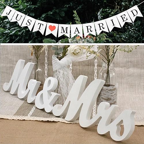 Vista 65 de Letras de madera de Mr & Mrs para mesa de boda, decoración de mesa dorada grande con el señor y la señora cariño, letrero de madera de señor